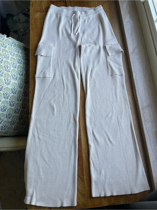 Pink Rose Pants - Pink Rose Ribbed Wide-Leg Cargo Lounge Pants Clean girl Vanilla Girl Cozy